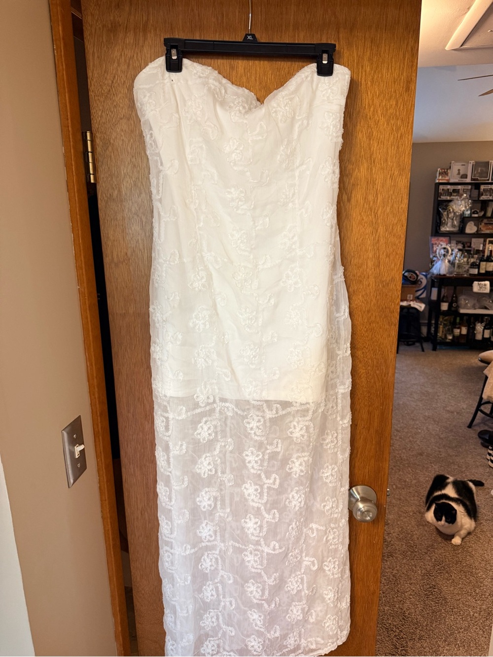 Strapless White Lace Maxi Dress - Classic Bridal-Inspired Style